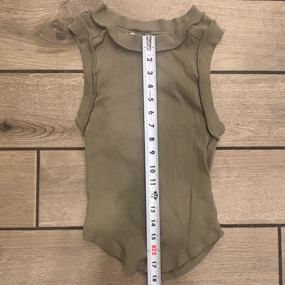 Free People| We The Free Olive Ribbed Crewneck Tank Top XS - Picture 7 of 10